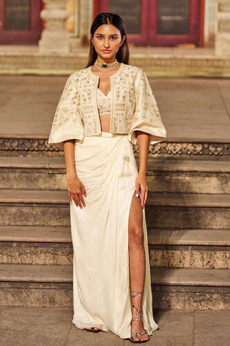 Mesnata Embroidered Skirt Set - Ivory, Ivory, image 1