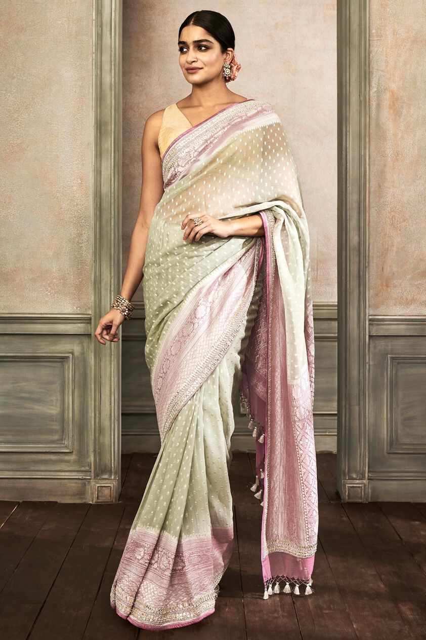 1 - Aahi Saree Set -  Sage Green, image 1