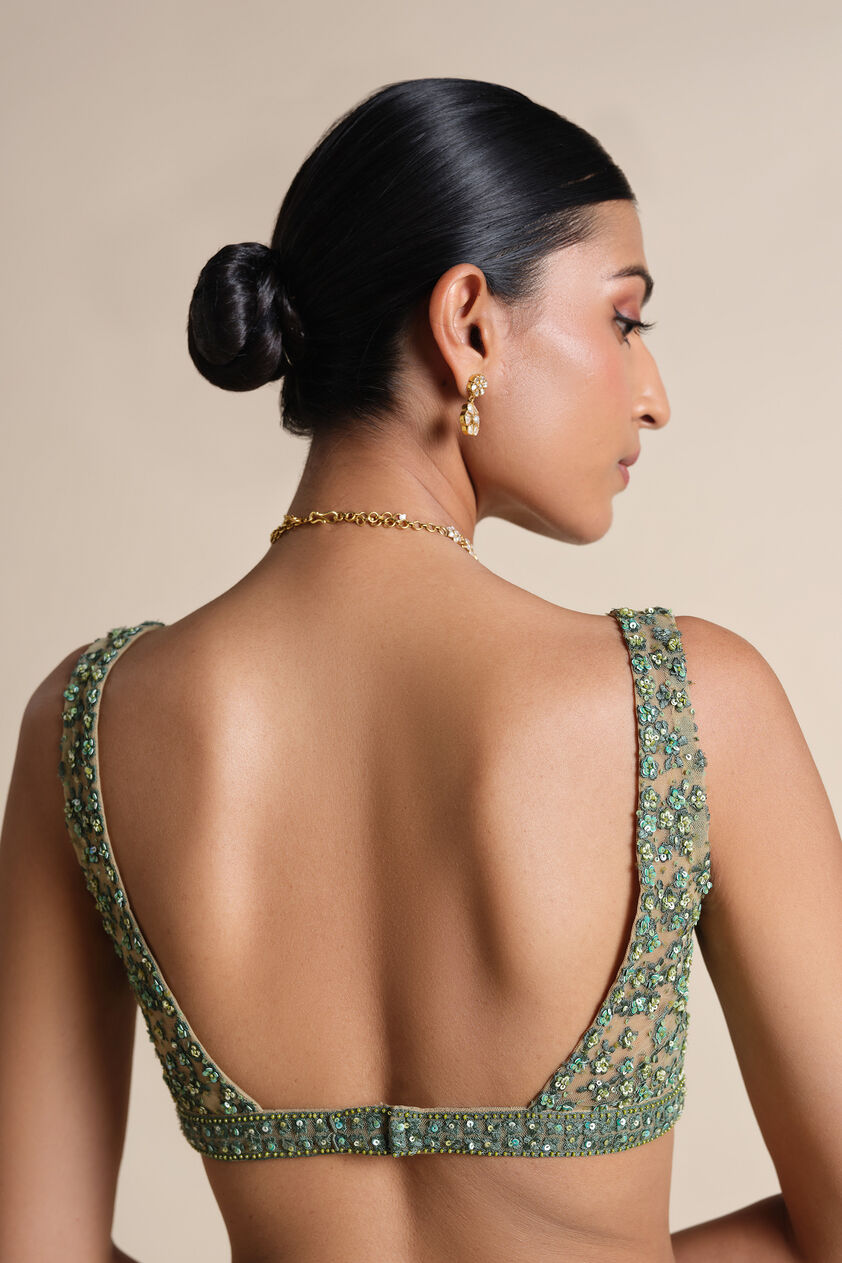 Grassland Embroidered Choli – Green, Multi, image 2