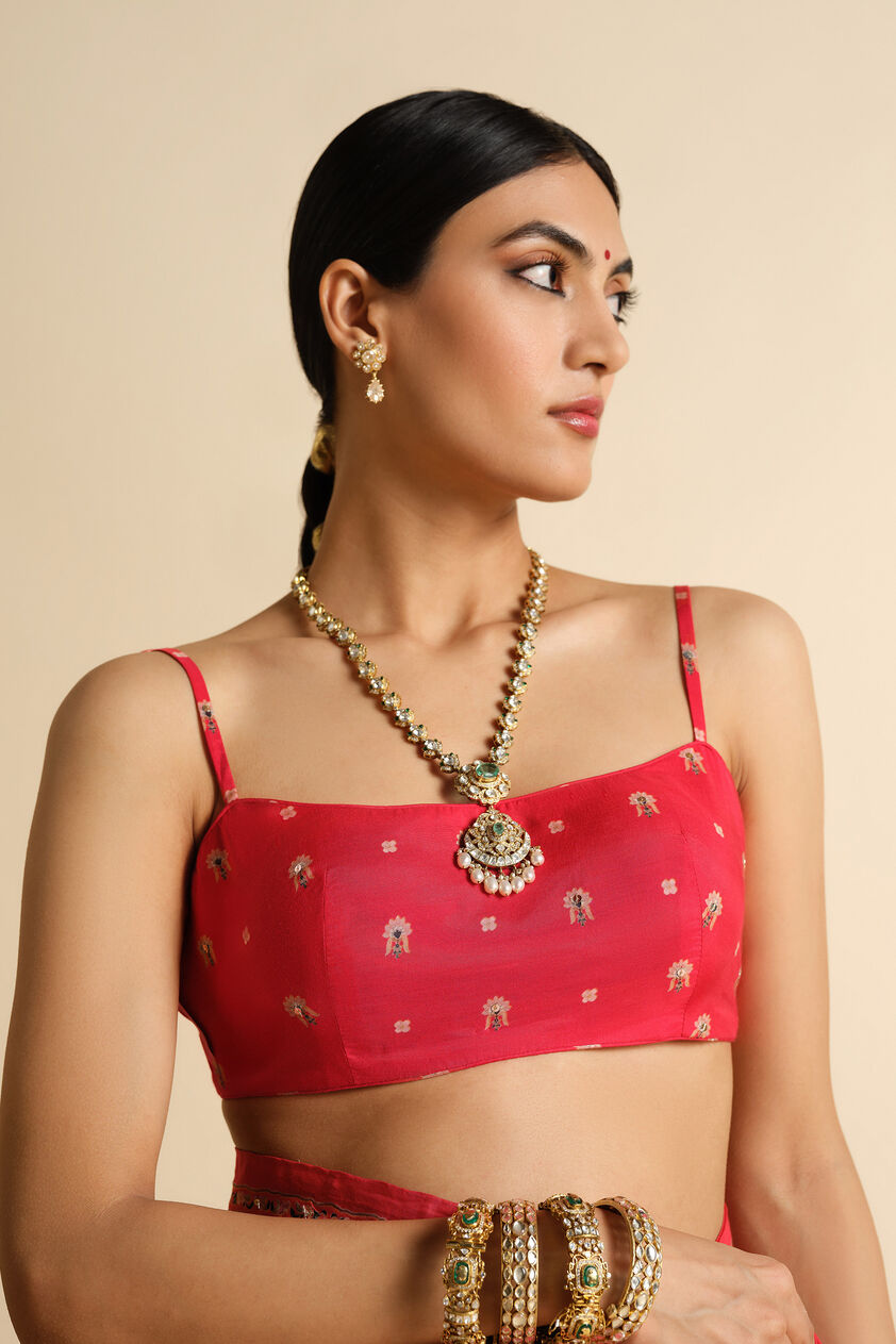 Nooraya Sequin Saree, Red, image 4