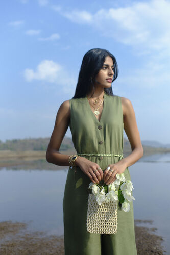 Ease Tassel Jumpsuit - Olive, Olive, image 4