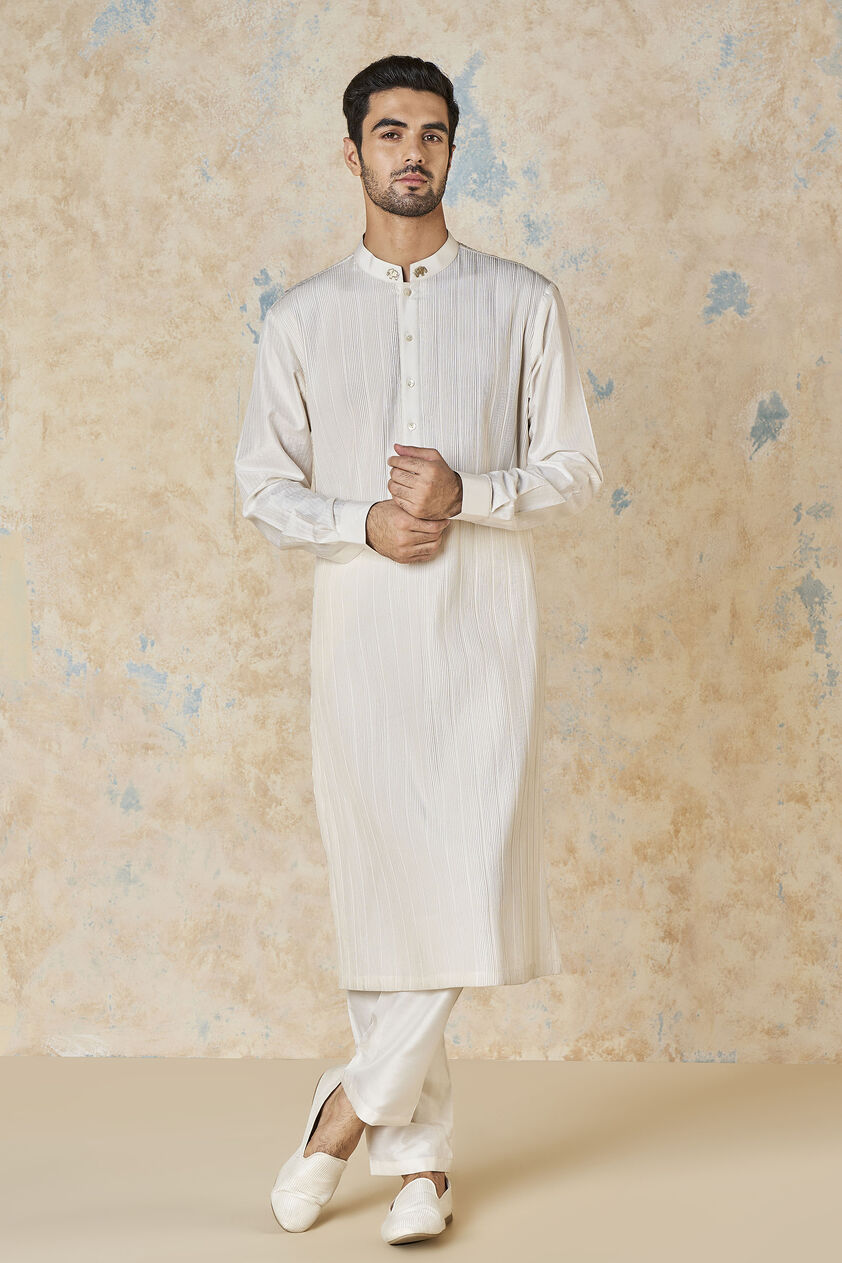 Sifar Silk Kurta - Ivory, Ivory, image 1
