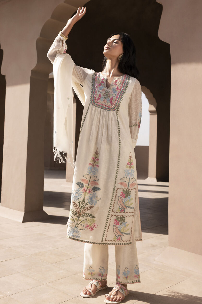 1-Natural kurta set, image 1