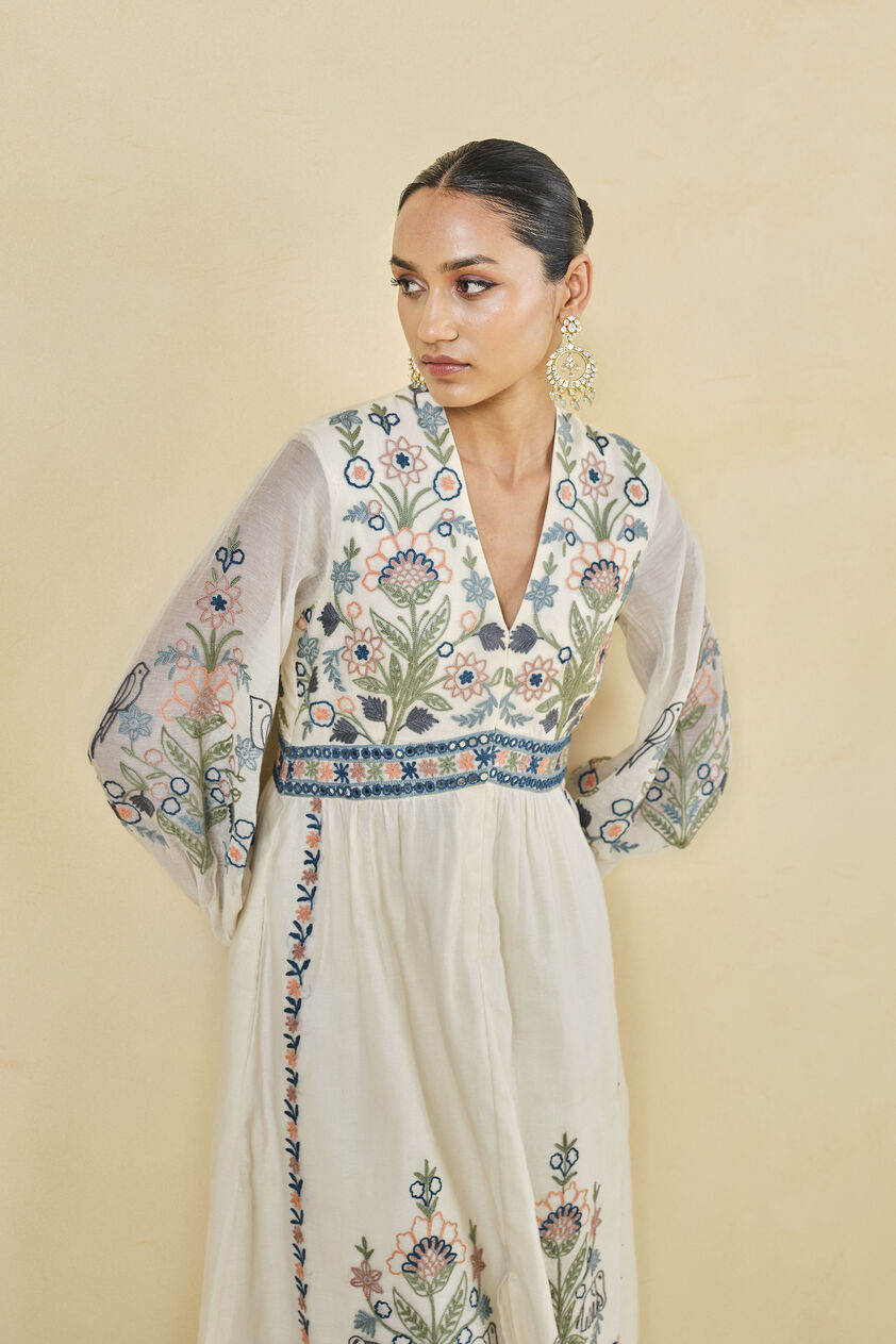 Balsam Hand-embroidered SEWA Mul Suit Set - Natural, Natural, image 4