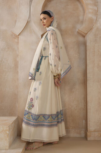 Stellara A-line Embroidered Mul Kaftan - Ivory, Ivory, image 4