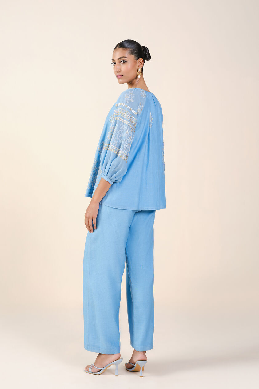 Amberlie Embroidered Mul Coord - Blue, Blue, image 3