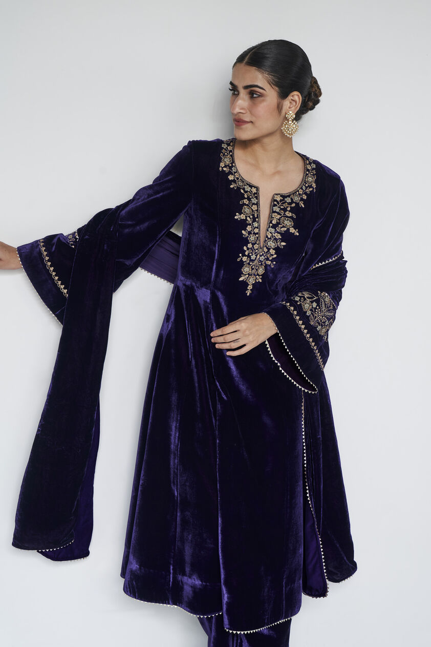 Tarakshya Embroidered Zardozi Suit Set - Blue, Blue, image 7