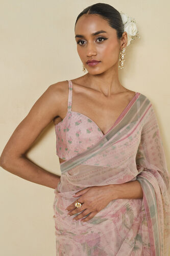 Maritza Printed Chiffon Saree - Blush, Blush, image 5