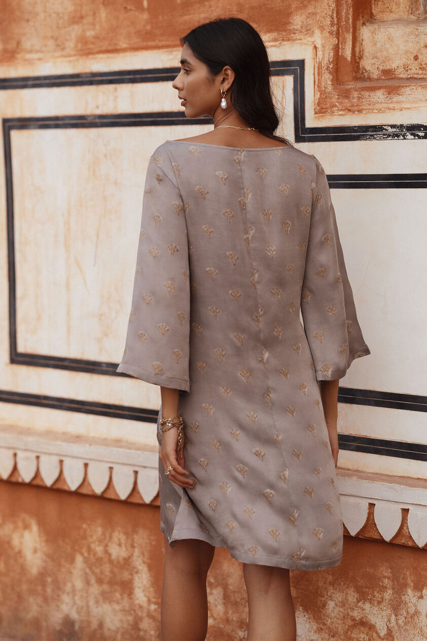 Sheesh Straight-Wrap Dress - Taupe, Taupe, image 3