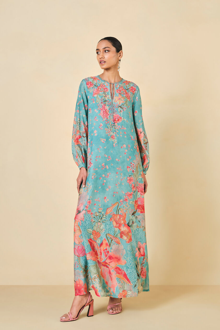 Nyneve Printed Kaftan - Blue, Blue, image 1