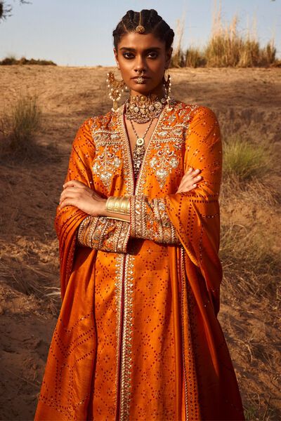 Ganavi Bandhani Kurta Set - Orange