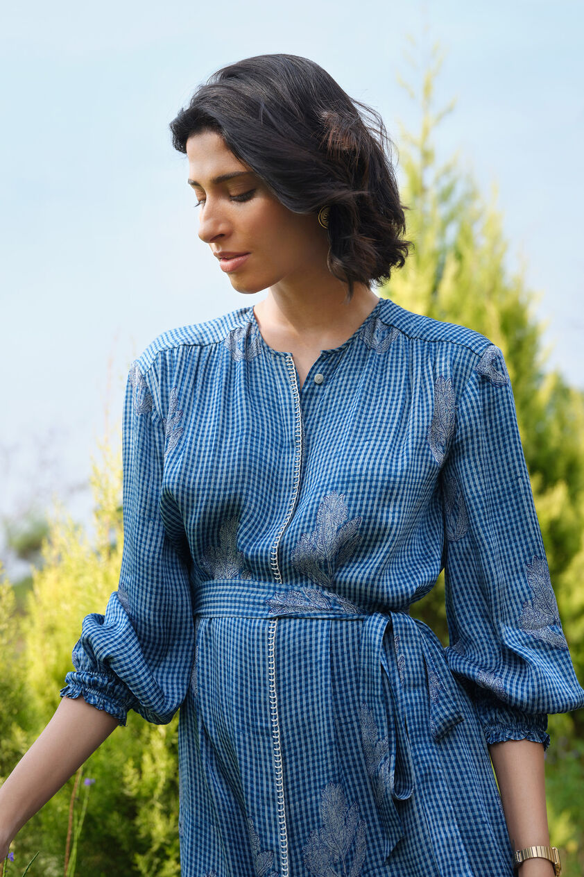 Flume Hand-block Printed Dress - Indigo, Indigo, image 4