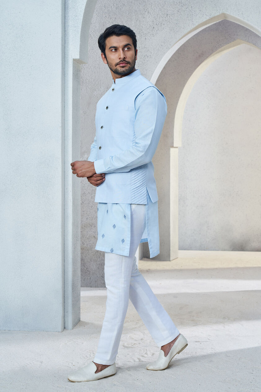 Shwar Nehru Jacket - Powder Blue, Powder Blue, image 2