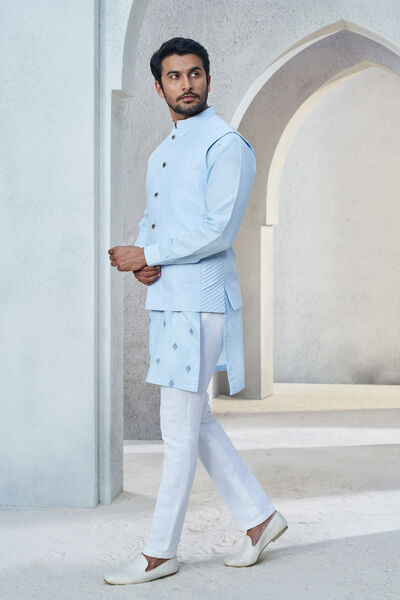 Shwar Nehru Jacket - Powder Blue