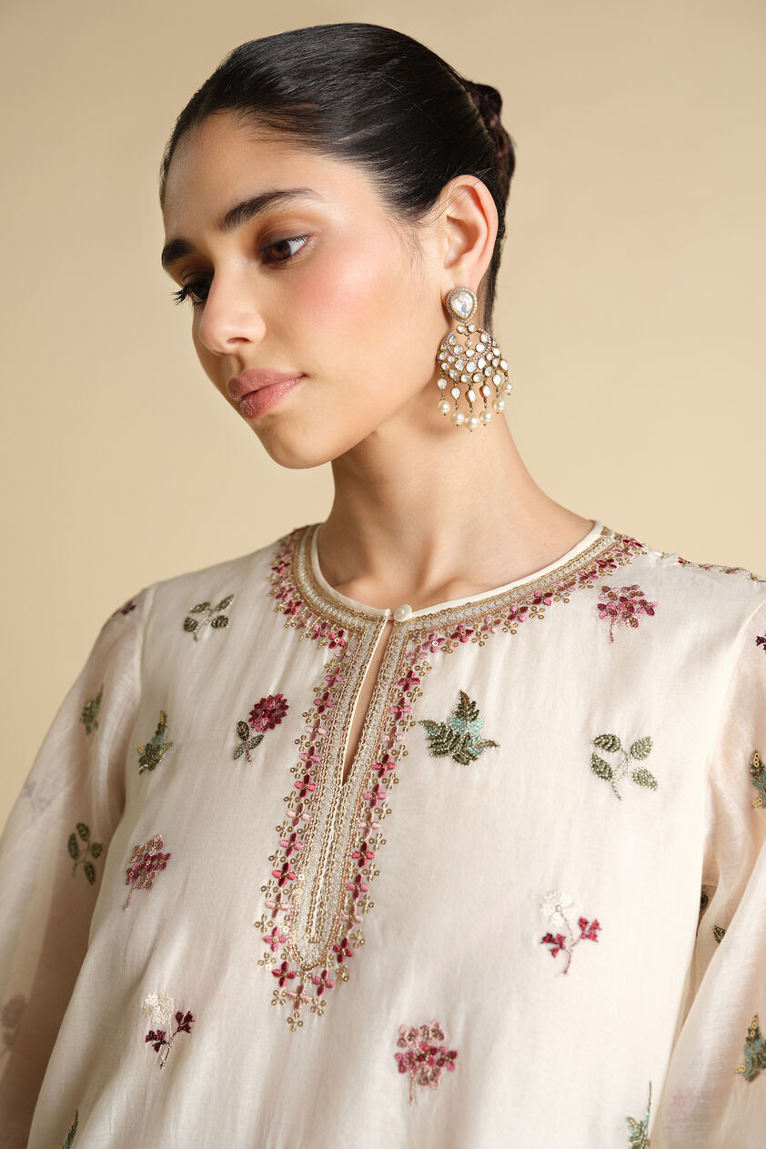 Marzun Embroidered Mul Kaftan - Ivory, Ivory, image 5