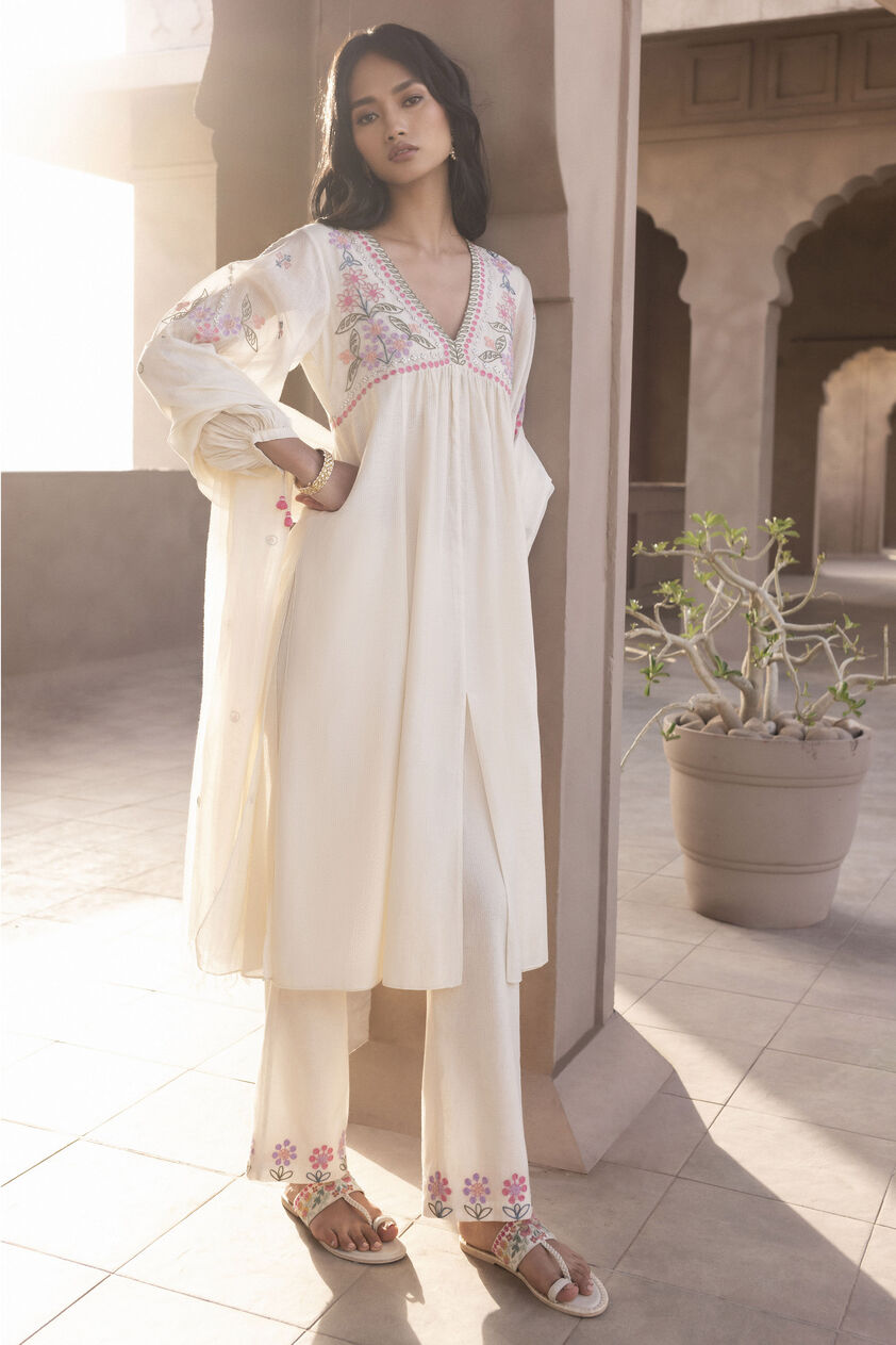Natavia SEWA Hand-embroidered Kurta Set - Natural, Natural, image 2
