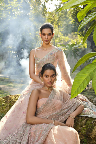 Bluma Embroidered Silk Saree - Blush, Blush, image 7