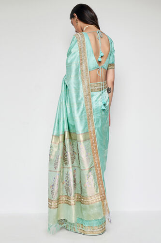 Mithila Benarasi Silk Embroidered Saree - Powder Blue, Powder Blue, image 4