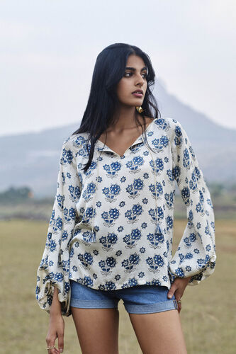 Bloom Drawstring Top - Ecru, Ecru, image 2