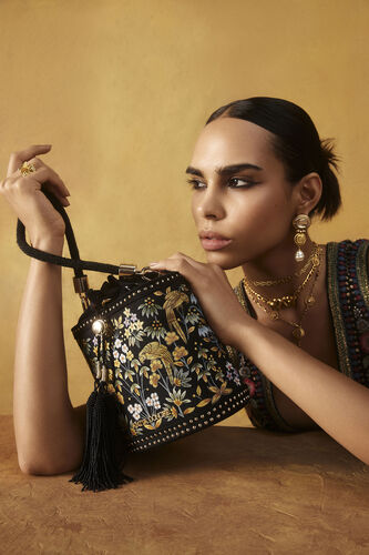 Pichhwai Bucket Bag - Nightingale Black, Black, image 4