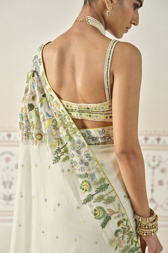 Rema Embroidered Saree Set - Cream, Cream, image 7