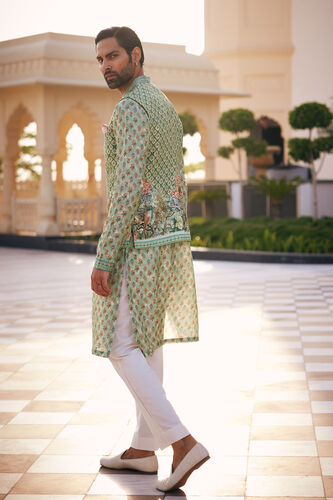 Anbar Silk Nehru Jacket - Sage, Sage, image 2