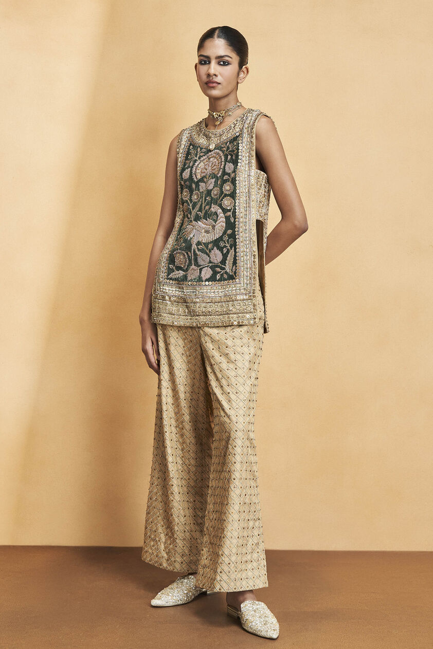 Heart Of The Forest Embroidered Zardozi Set - Gold, Gold, image 5