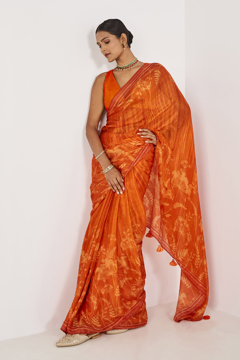 Meora Saree - Orange, , image 2