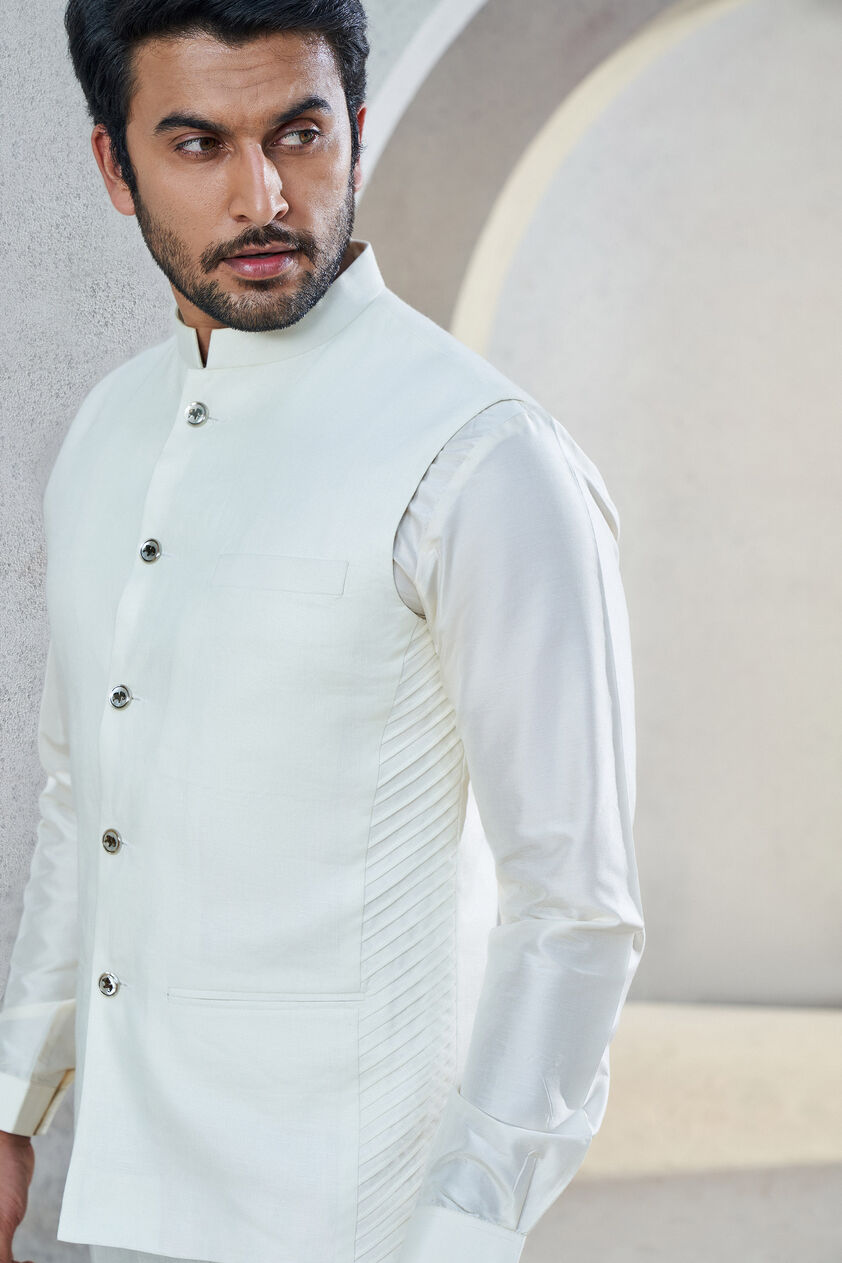 Shwar Nehru Jacket - Ivory, Ivory, image 4