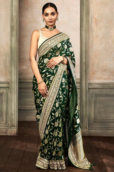Pameela Benarasi Saree - Green