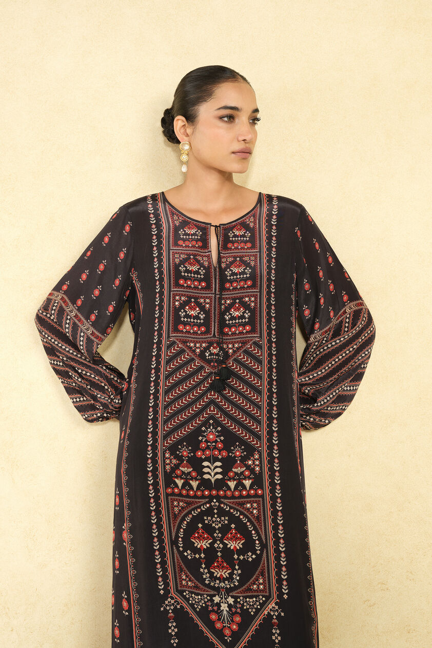 Aksum Prnted Kaftan - Black, Black, image 8