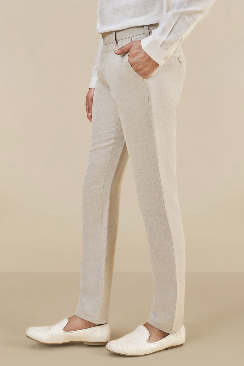 Natural Linen Trousers, Natural, image 2