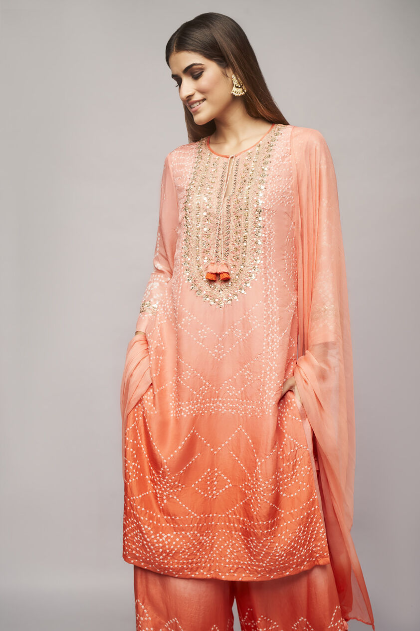 Kimaya Bandhani Kurta Set -Blush, Blush, image 3