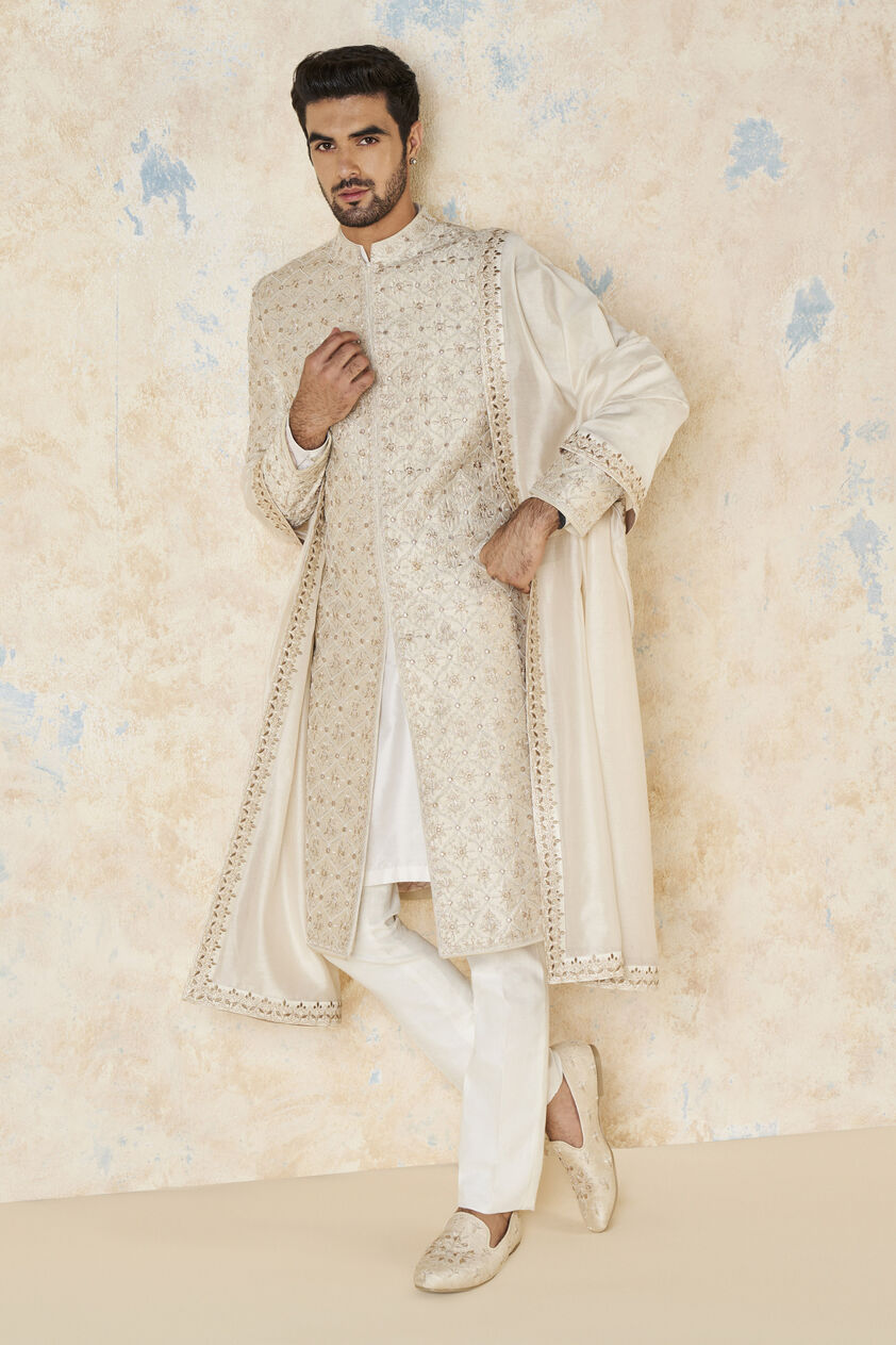 Ishin Silk Dupatta - Ivory, Ivory, image 1