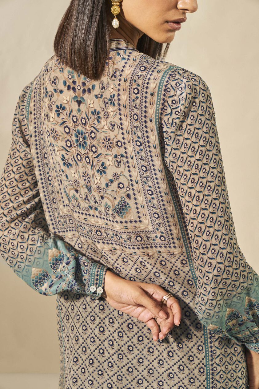 Kazuki Crepe Kurta Set - Beige, Beige, image 6