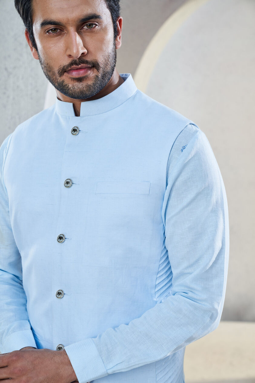 Shwar Nehru Jacket - Powder Blue, Powder Blue, image 4