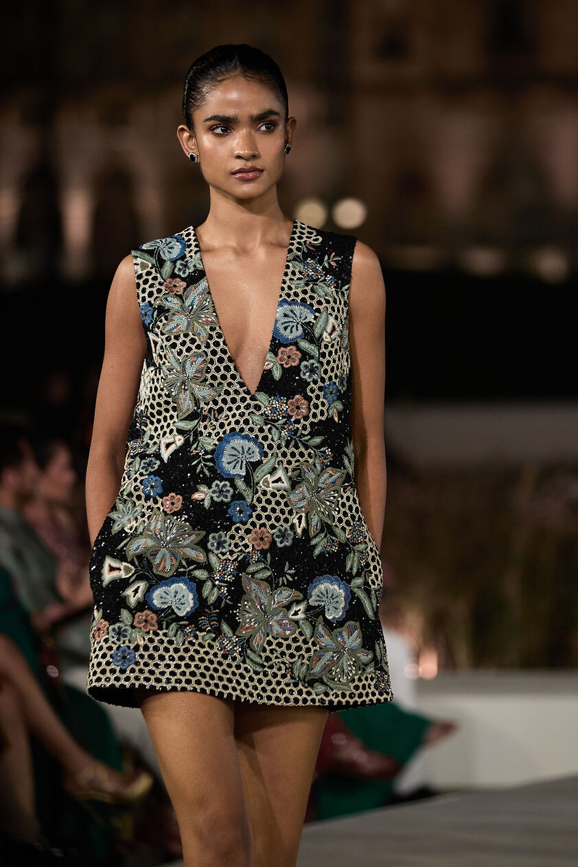 Xanthis Embroidered Silk Mini - Black, Black, image 3