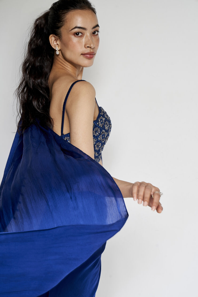 Fluerette Saree Set - Blue, Blue, image 2