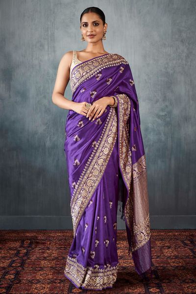 Naitee Saree Set - Purple