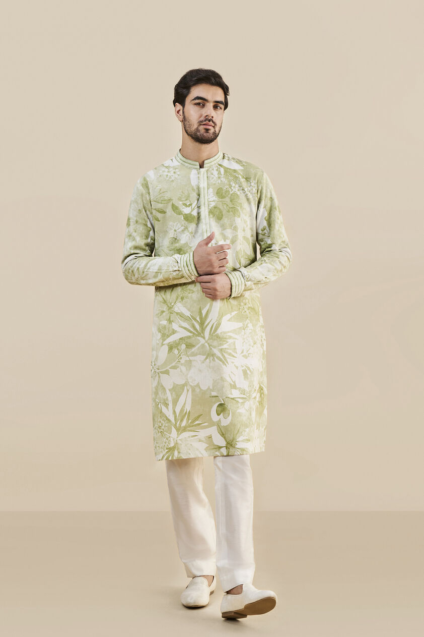 From The Tropics Kurta - Lime, Lime, image 1