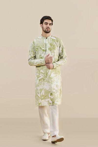 From The Tropics Kurta - Lime