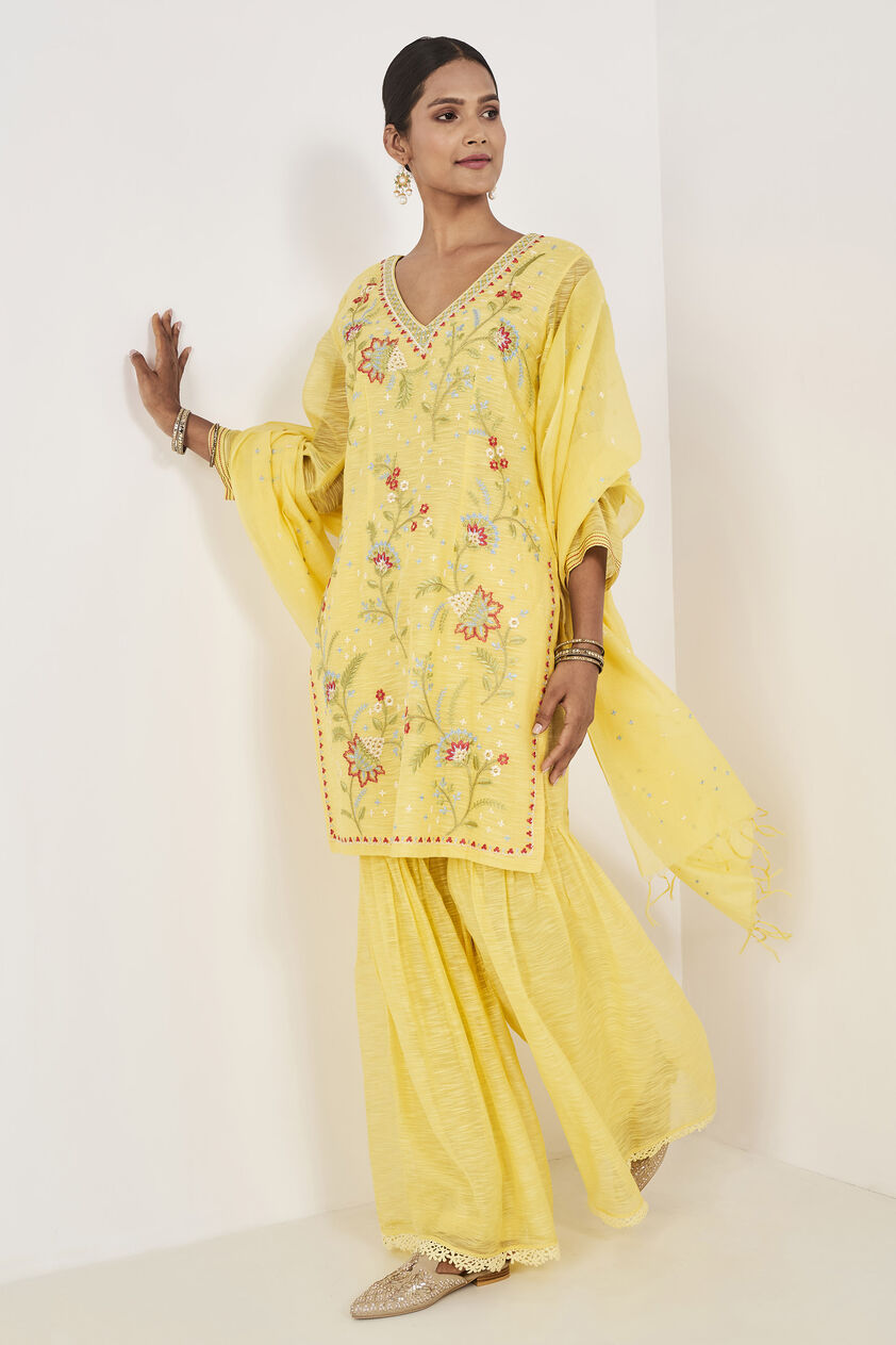 Nirup Gharara Set- Yellow, Yellow, image 5