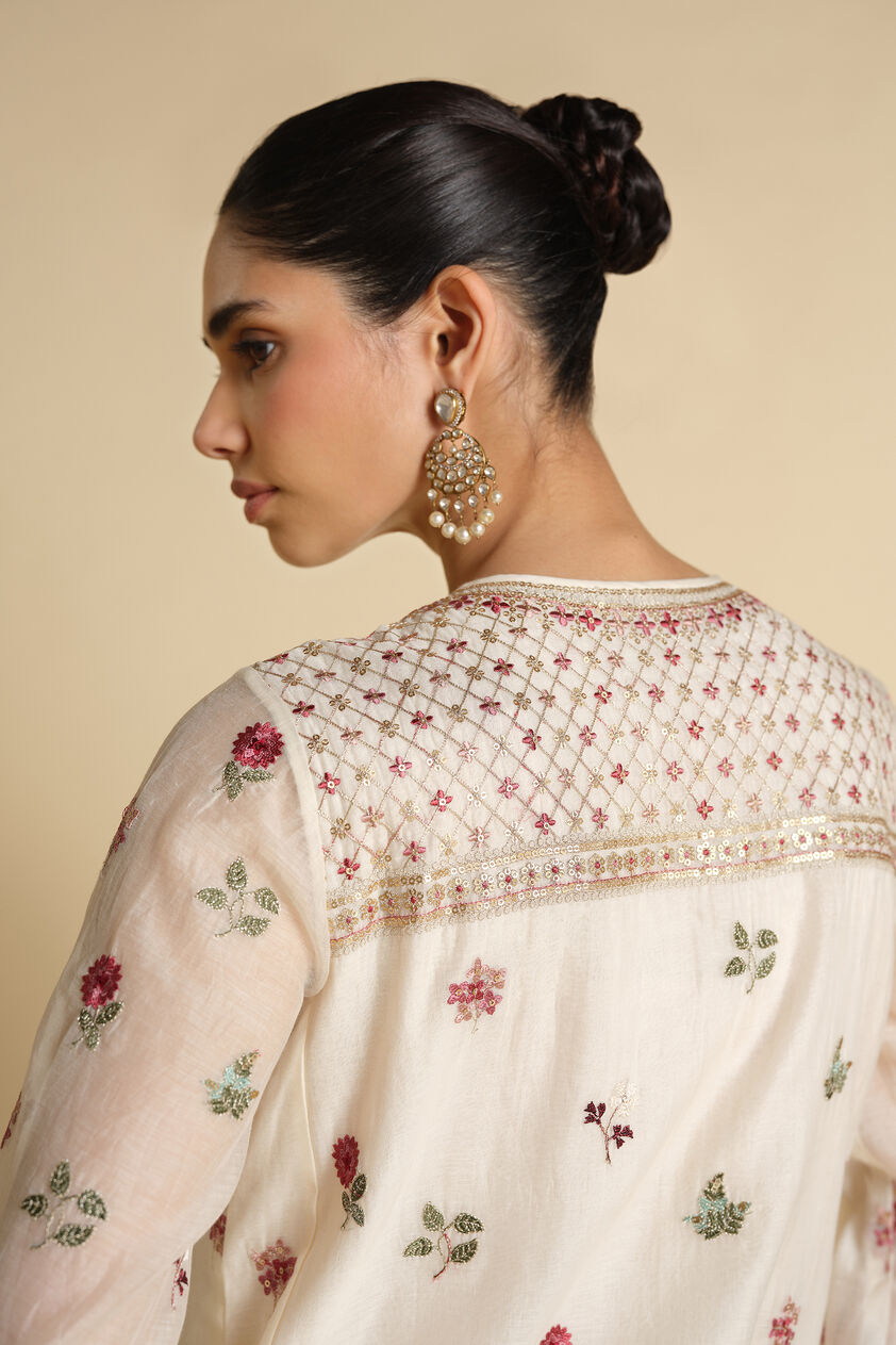 Marzun Embroidered Mul Kaftan - Ivory, Ivory, image 6