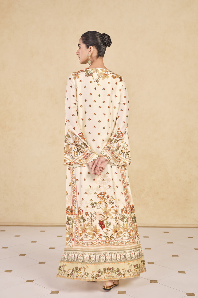 Dykuma Printed Silk Kaftan - Ivory, Print, image 2