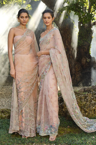 Bluma Embroidered Silk Saree - Blush, Blush, image 3