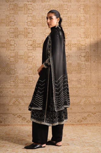 Niruhana Handcrafted Bandhani Silk Suit Set - Black, Black, image 3