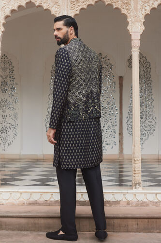 Yasen Silk Nehru Jacket - Black, Black, image 2