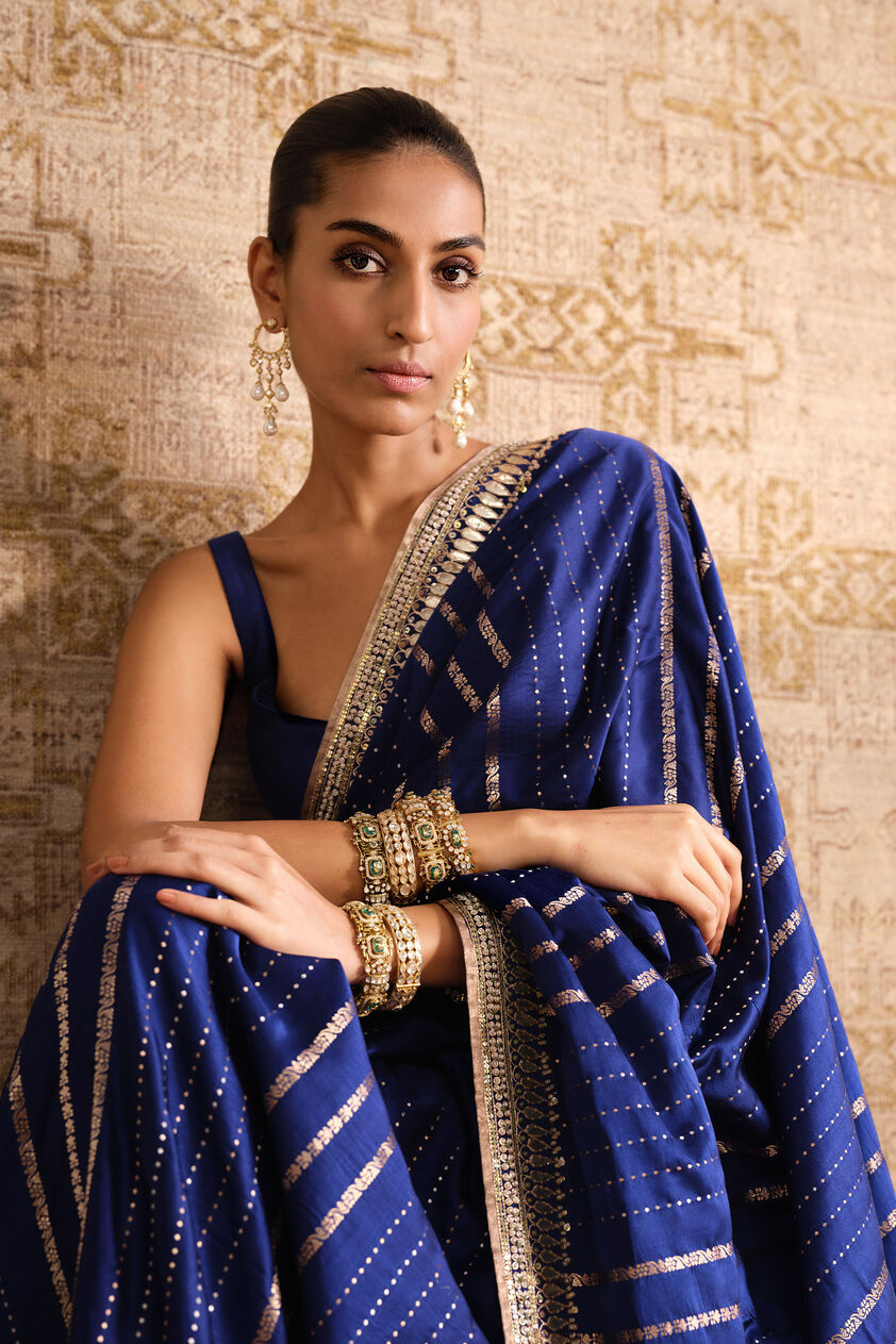Drishika Handwoven Benarasi Silk Saree - Blue, Blue, image 3
