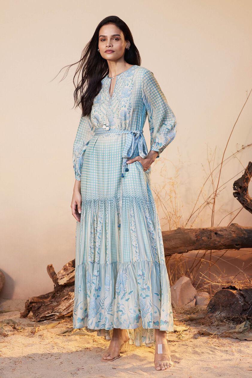 Neela Tiered Dress - Blue, Blue, image 1