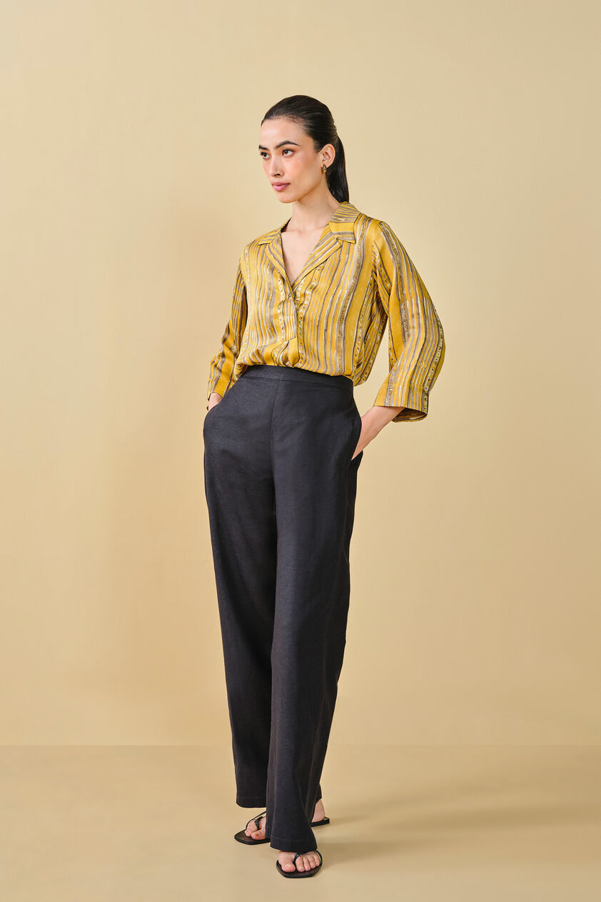Hillside Hand-block Printed Top - Yellow, Yellow, image 2